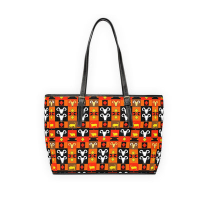 Leather Shoulder Bag, Taurus, Zodiac v2, Shapes Pattern