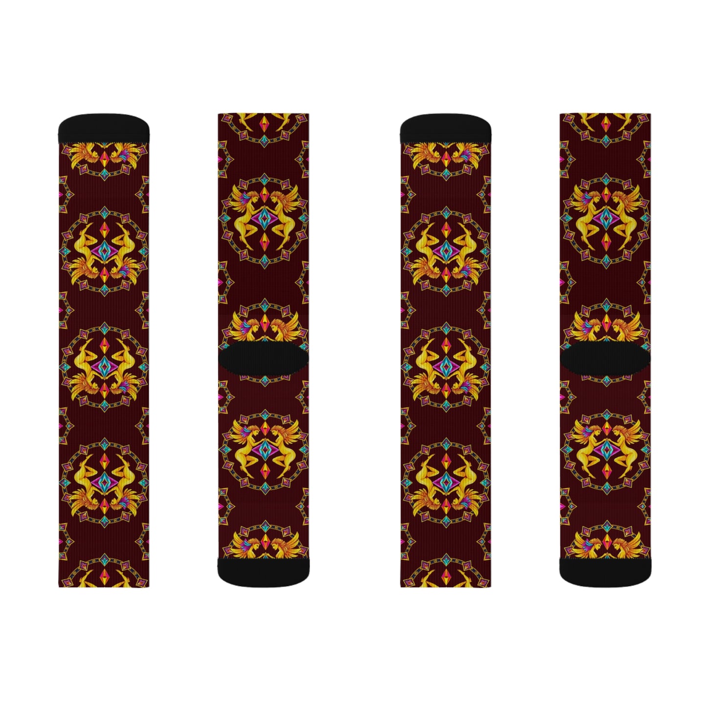 Sublimation Socks, Gemini, Zodiac v1, Jewel Pattern