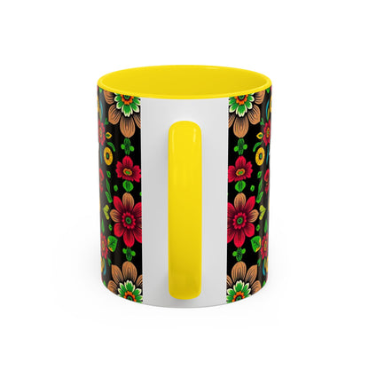 Accent Coffee Mug, Gemini, Zodiac v4, Flower Pattern, (11, 15oz)