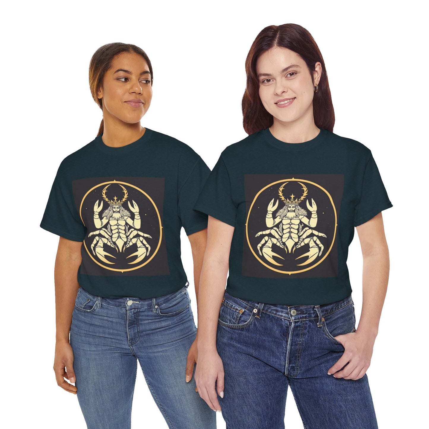Unisex Heavy Cotton T-Shirt, Scorpio King, Print Art, Zodiac Design