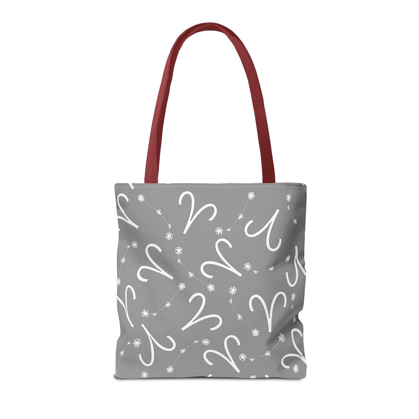 Tote Bag, Aries Zodiac Sign, AOP, (Grey, White)