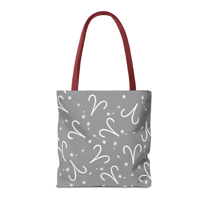 Tote Bag, Aries Zodiac Sign, AOP, (Grey, White)