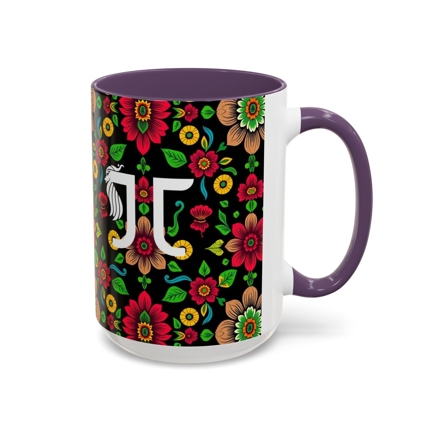 Accent Coffee Mug, Gemini, Zodiac v4, Flower Pattern, (11, 15oz)