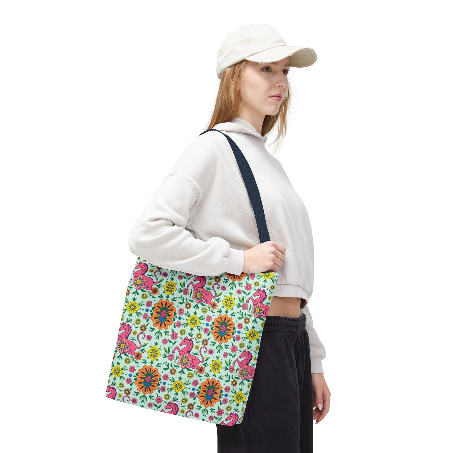 Tote Bag (AOP), Aquarius, Zodiac, Flower Pattern