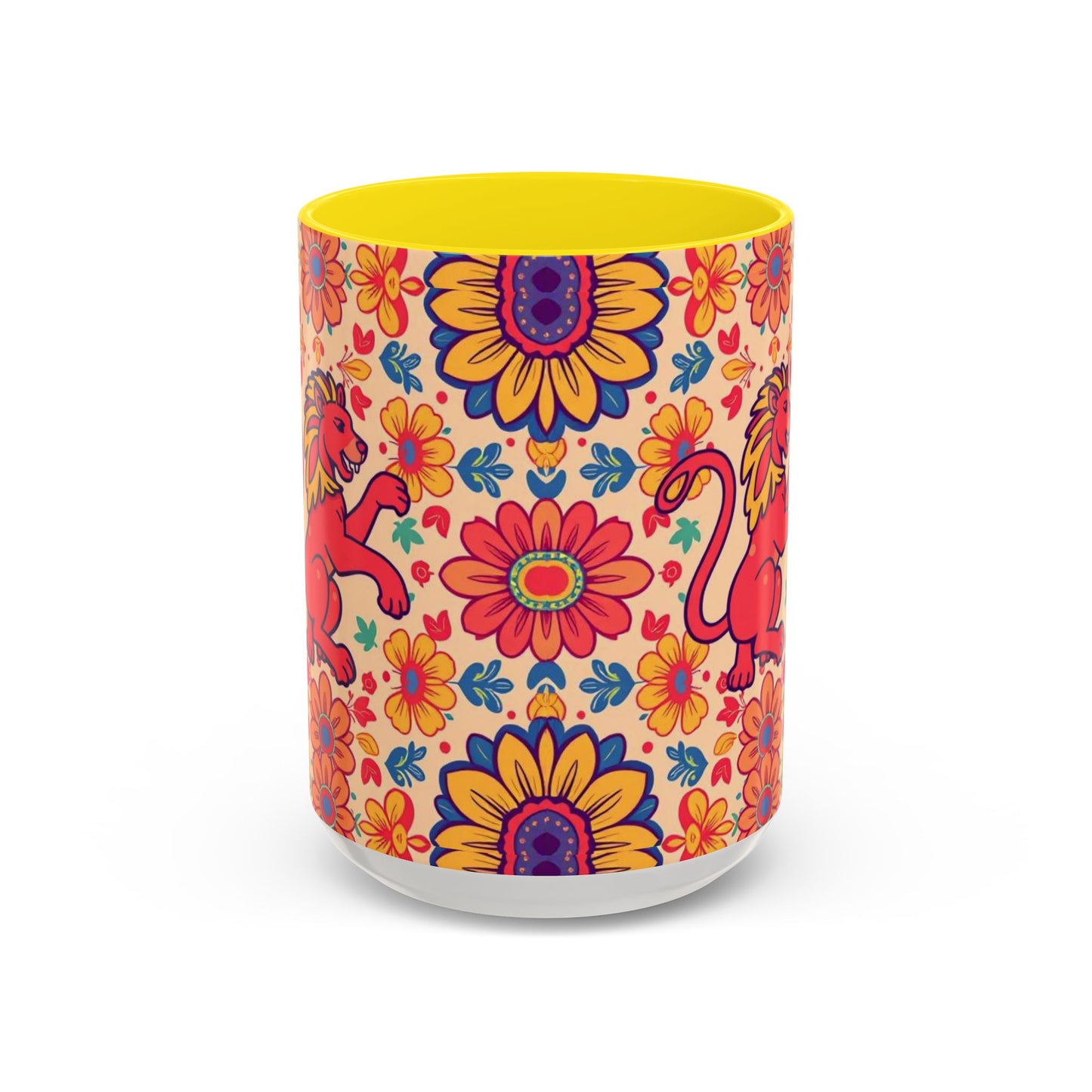 Accent Coffee Mug, Leo, Zodiac, Flower Pattern, (11, 15oz)