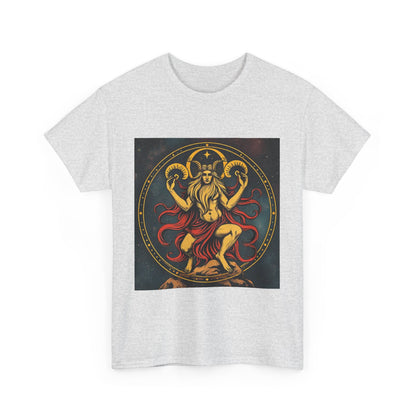 Unisex Heavy Cotton T-Shirt, Aries God 2v, Zodiac Design