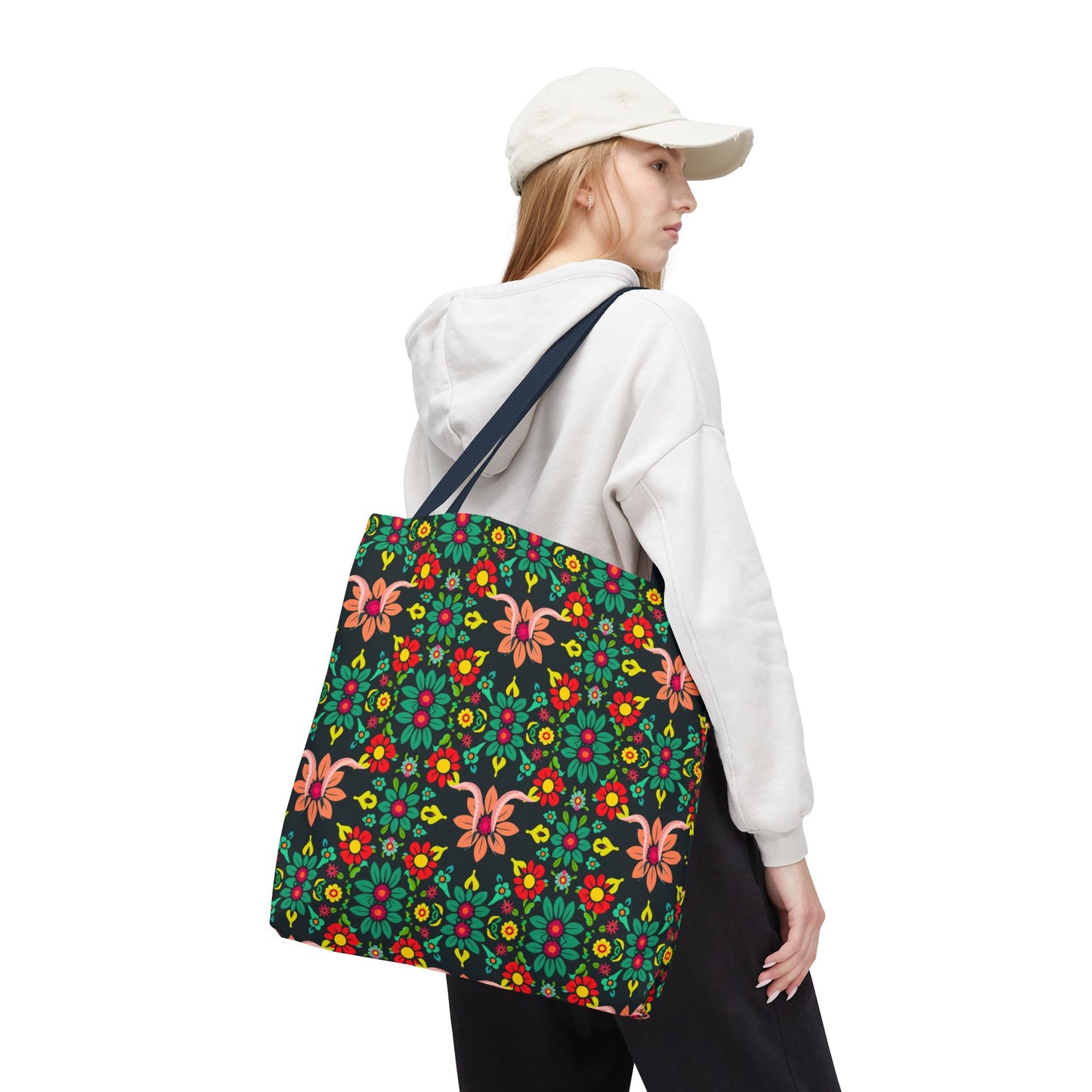 Tote Bag, (AOP), Aquarius, Zodiac v1, Flower Pattern