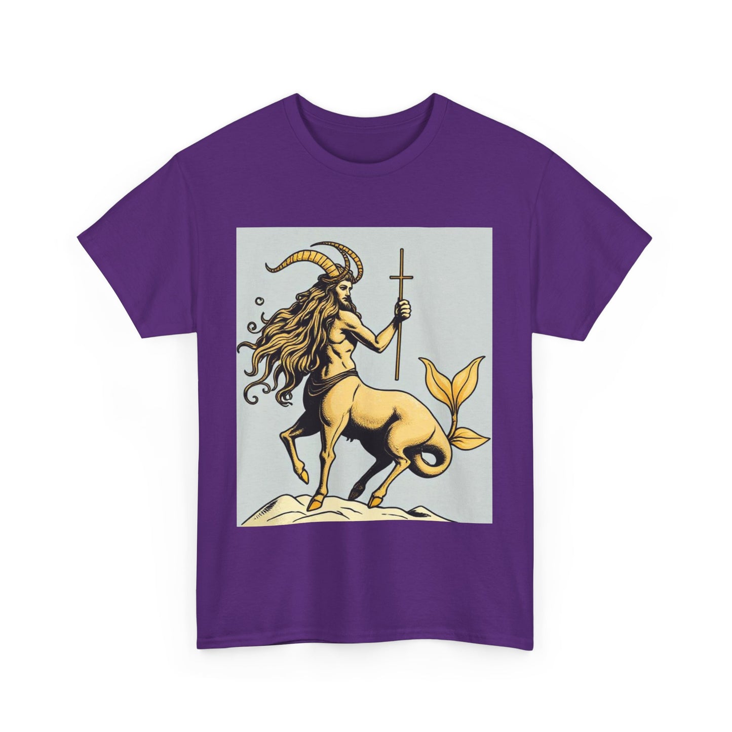 Unisex Heavy Cotton T-Shirt, Capricorn God v3, Zodiac Design