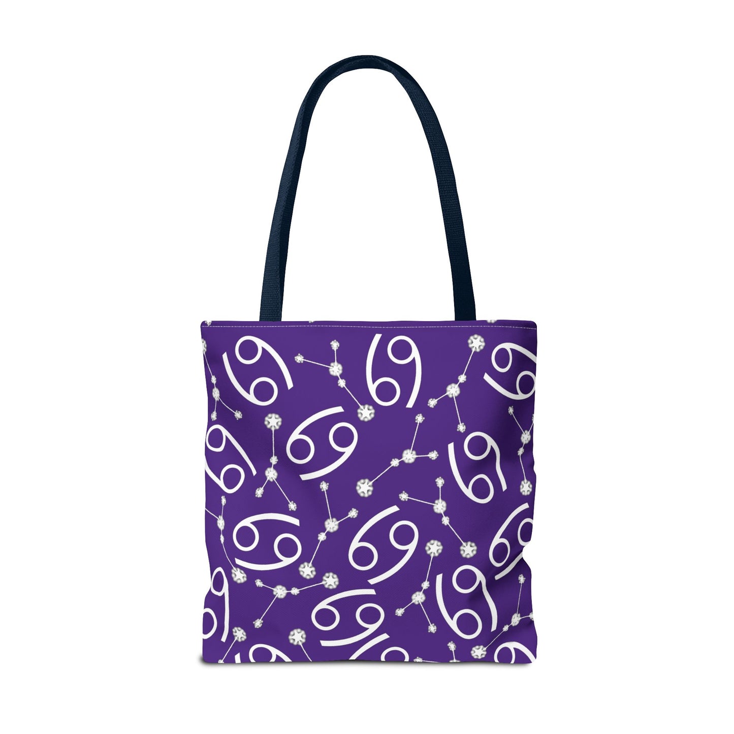 Tote Bag, Cancer Zodiac Sign, AOP, (Purple, White)