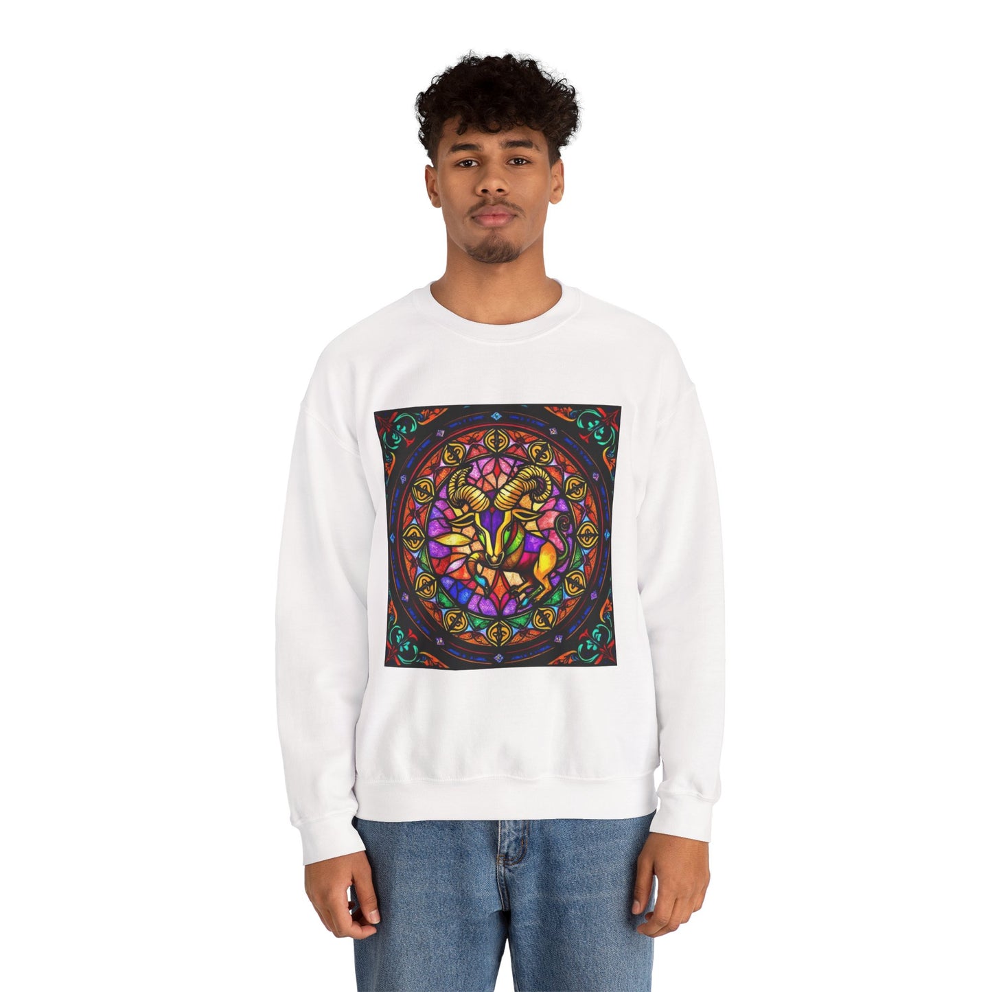 Unisex Heavy Blend™ Crewneck Sweatshirt, Glass 1, Taurus Zodiac Design