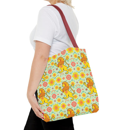 Tote Bag, (AOP), Leo, Zodiac v2, Flower Pattern