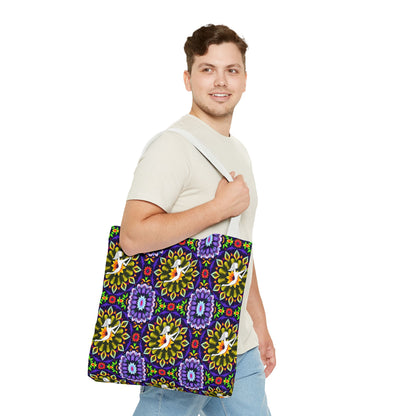 Tote Bag (AOP), Sagittarius, Zodiac v2, Flower Pattern