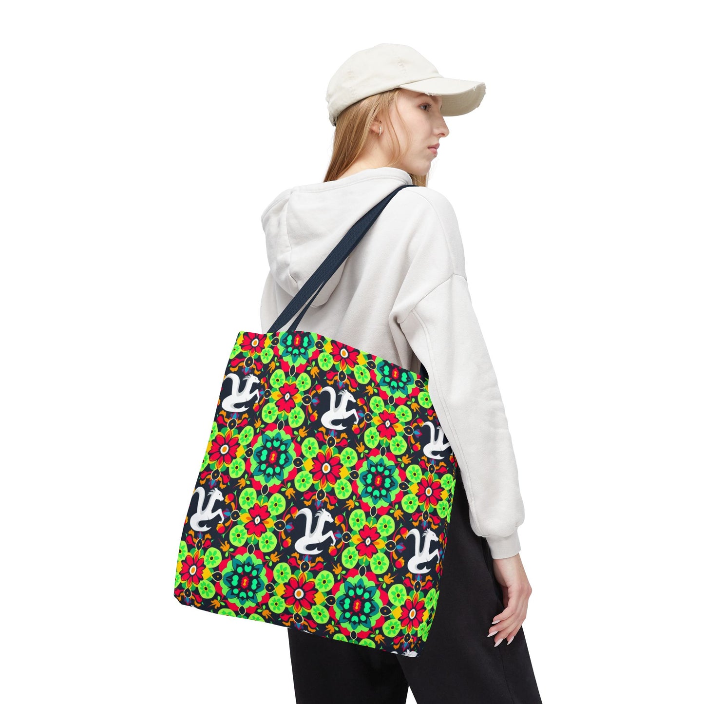 Tote Bag, (AOP), Aquarius, Zodiac v4, Flower Pattern