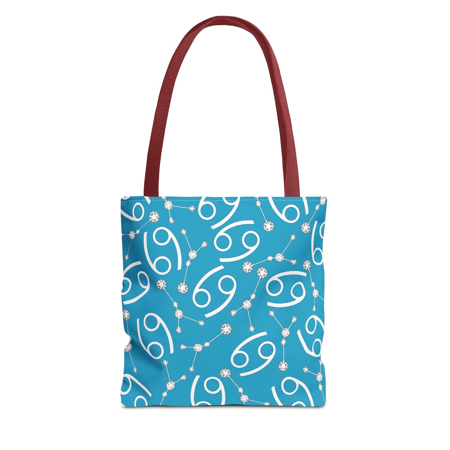 Tote Bag, Cancer Zodiac Sign, AOP, (Turquoise, White)