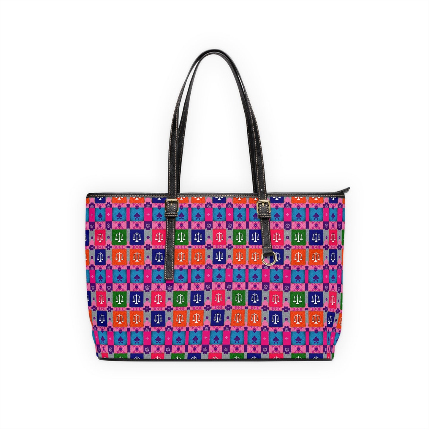 Leather Shoulder Bag, Libra, Zodiac, Shapes Pattern