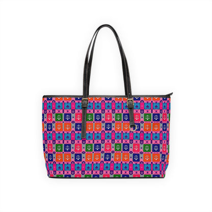 Leather Shoulder Bag, Libra, Zodiac, Shapes Pattern
