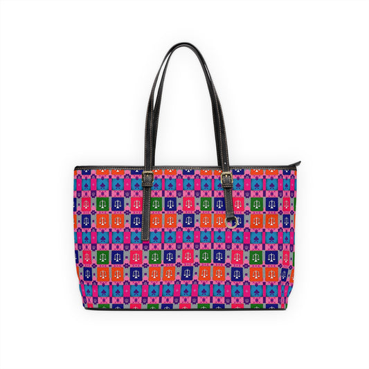 Leather Shoulder Bag, Libra, Zodiac, Shapes Pattern