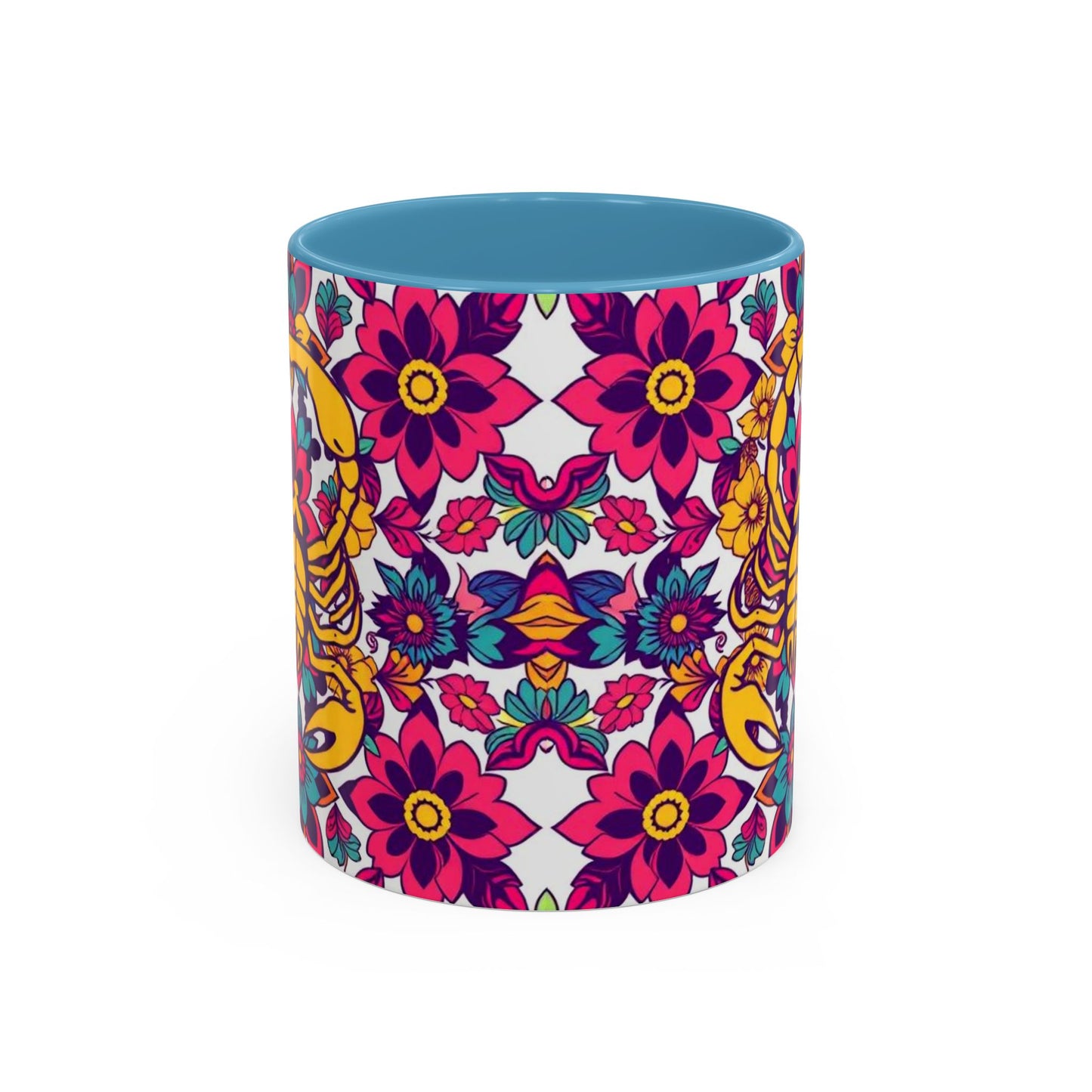 Accent Coffee Mug, Scorpio, Zodiac v2. Flower Pattern, (11, 15oz)
