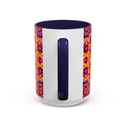 Accent Coffee Mug, Pisces, Zodiac v1, Flower Pattern, (11, 15oz)