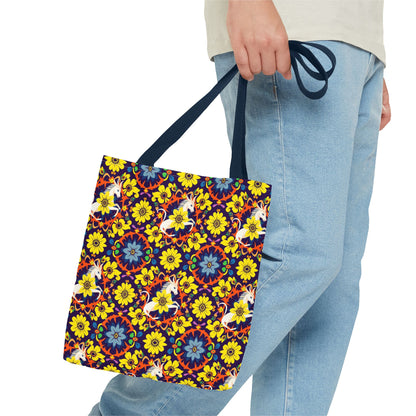 Tote Bag (AOP), Aquarius, Zodiac v1, Flower Pattern