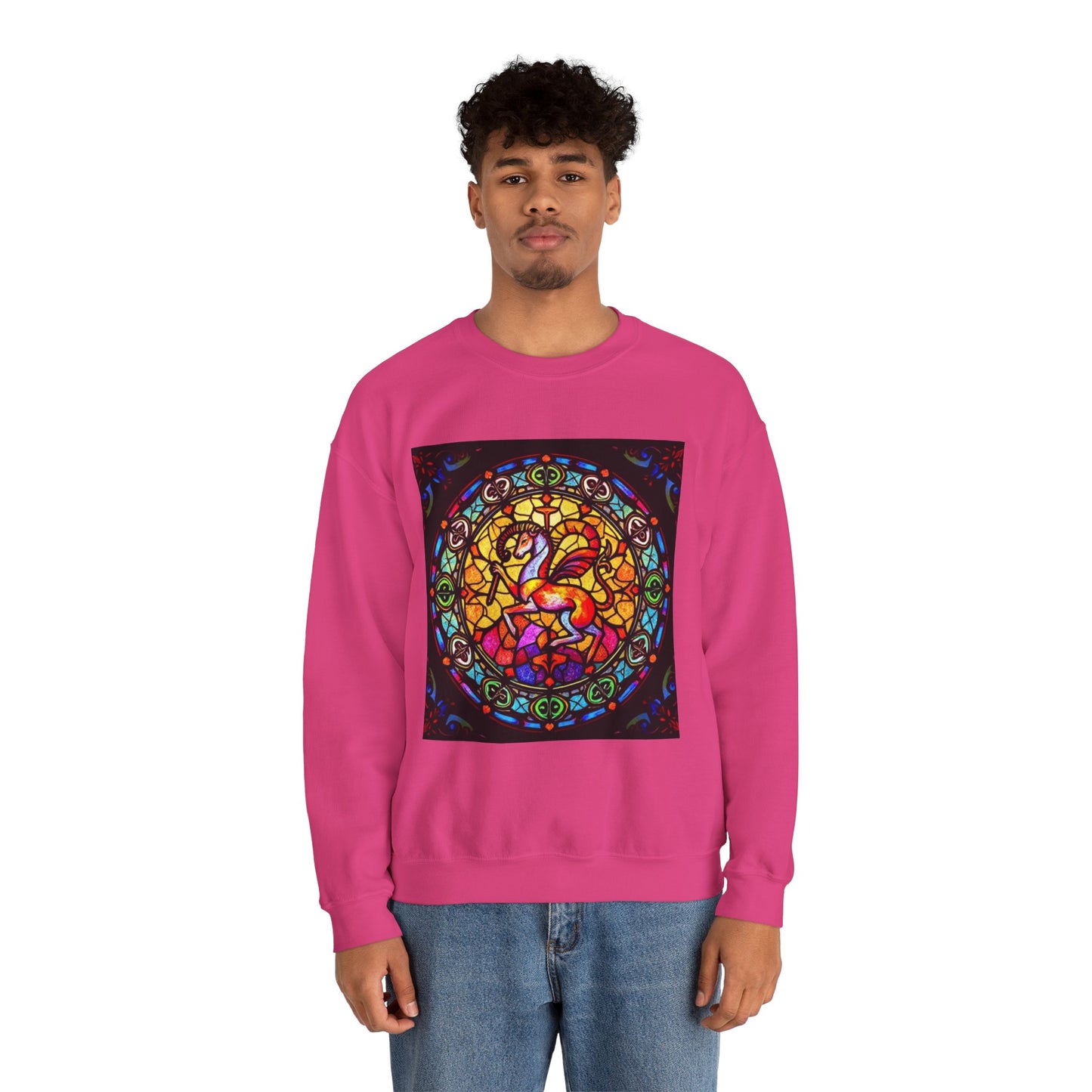 Unisex Heavy Blend™ Crewneck Sweatshirt, Glass 1, Aries Zodiac Design