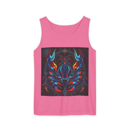 Unisex Garment-Dyed, Tank Top, Scorpio Design, Pop Art v1, 100% US cotton