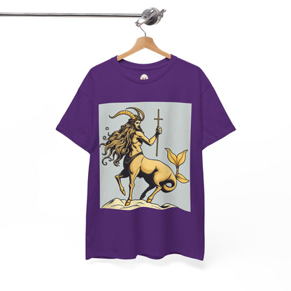 Unisex Heavy Cotton T-Shirt, Capricorn God v3, Zodiac Design