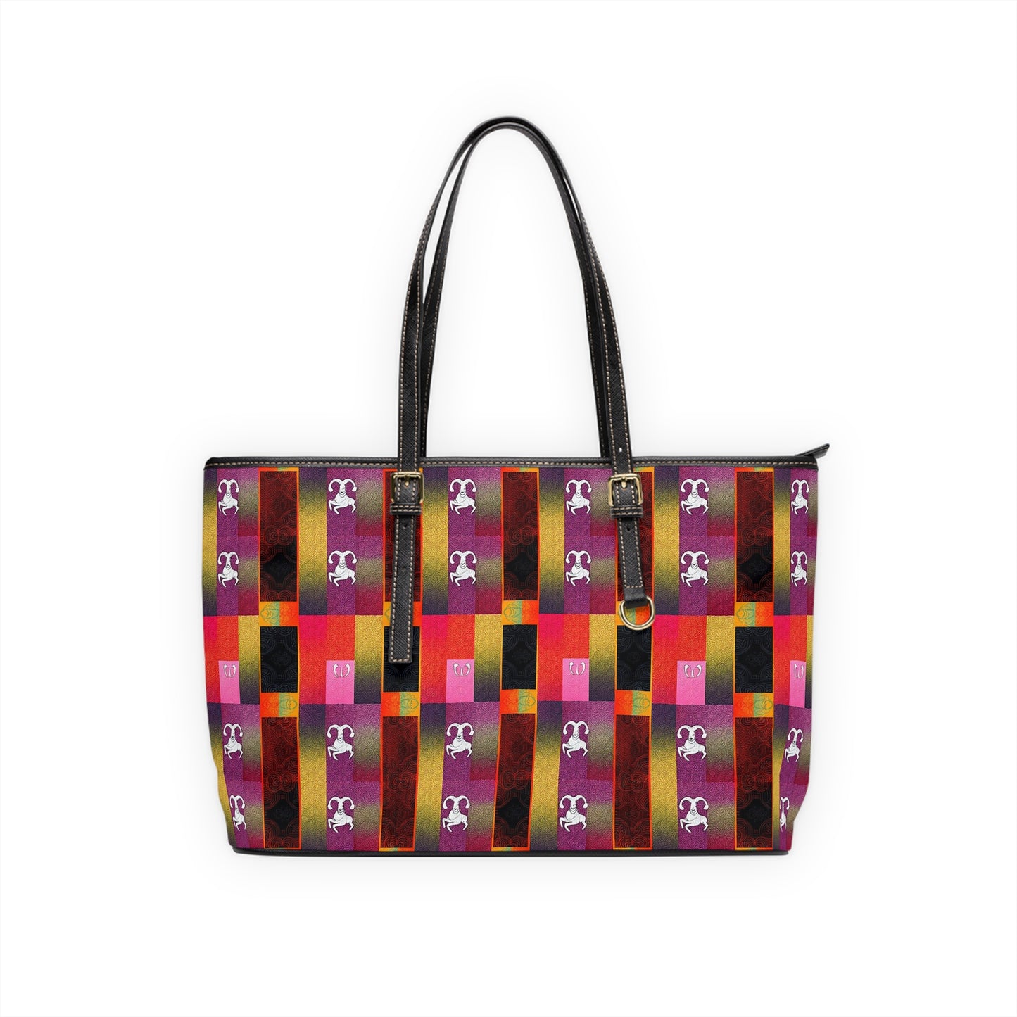 Leather Shoulder Bag, Capricorn, Zodiac v2, Shapes Pattern