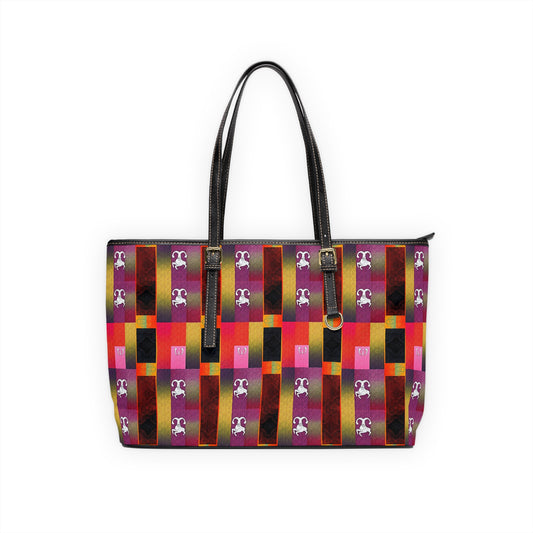 Leather Shoulder Bag, Capricorn, Zodiac v2, Shapes Pattern