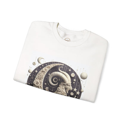 Unisex Heavy Blend™ Crewneck Sweatshirt, Stone Moon, Capricorn Zodiac Design