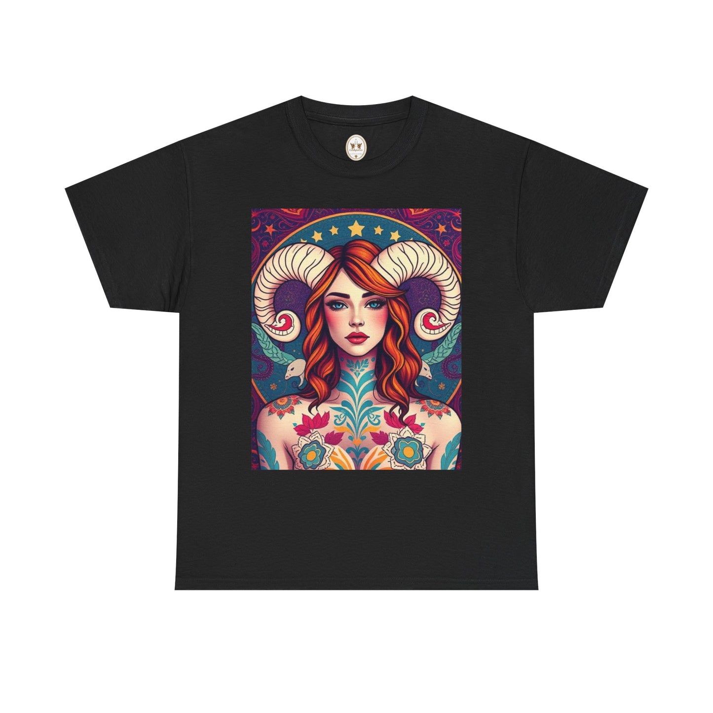 Unisex Heavy Cotton T-Shirt, Aries, Zodiac v1, Sexy Art