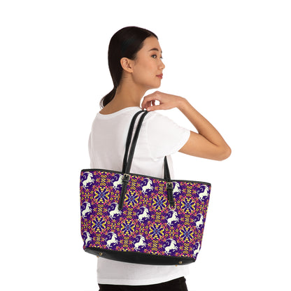 Leather Shoulder Bag, Capricorn, Zodiac v2, Flower Pattern
