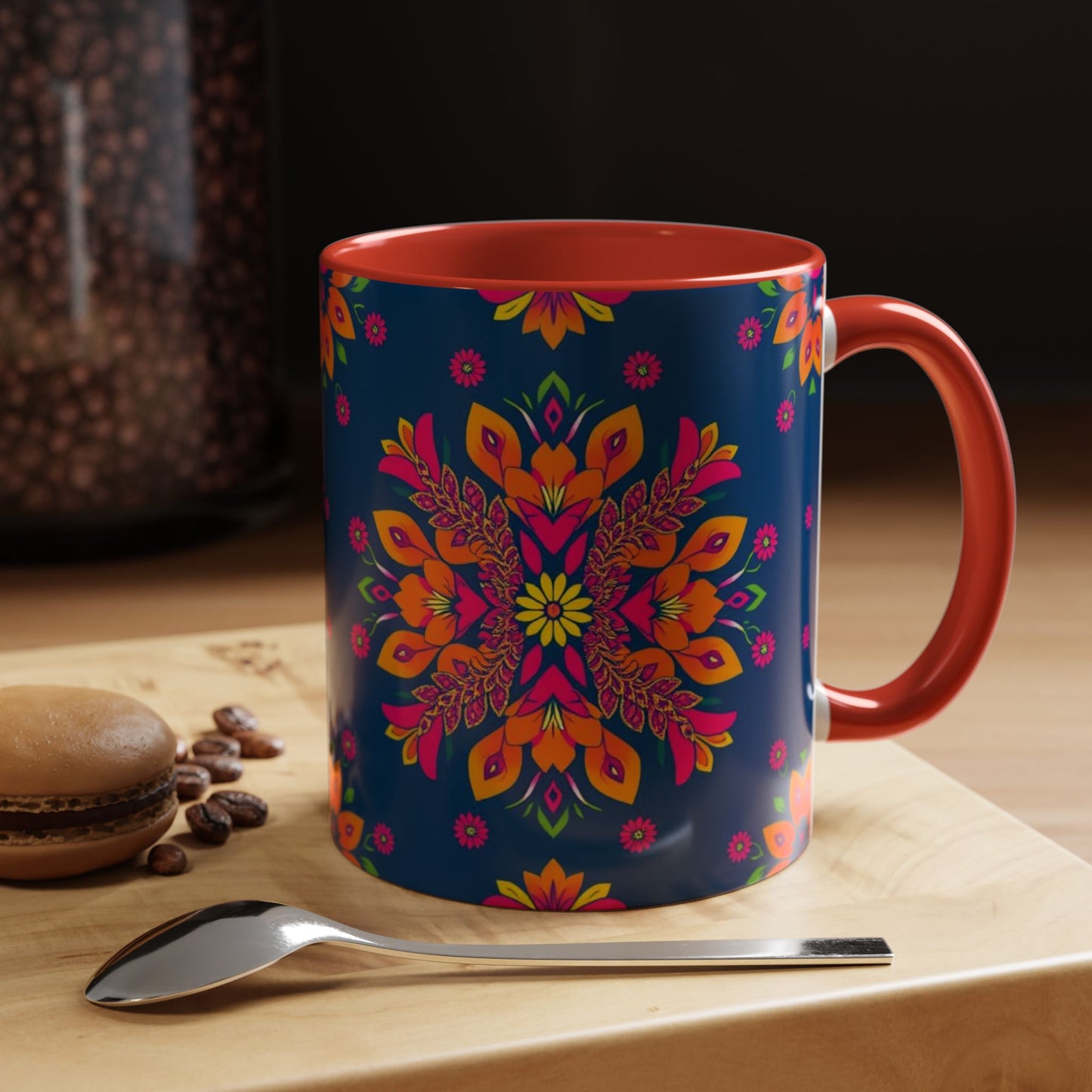 Accent Coffee Mug, Gemini, Zodiac v2, Flower Pattern, (11, 15oz)