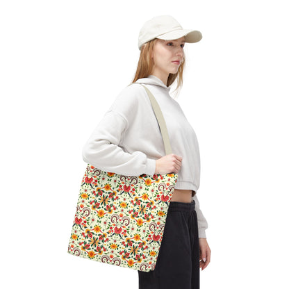 Tote Bag (AOP), Aries, Zodiac v2, Flower Pattern