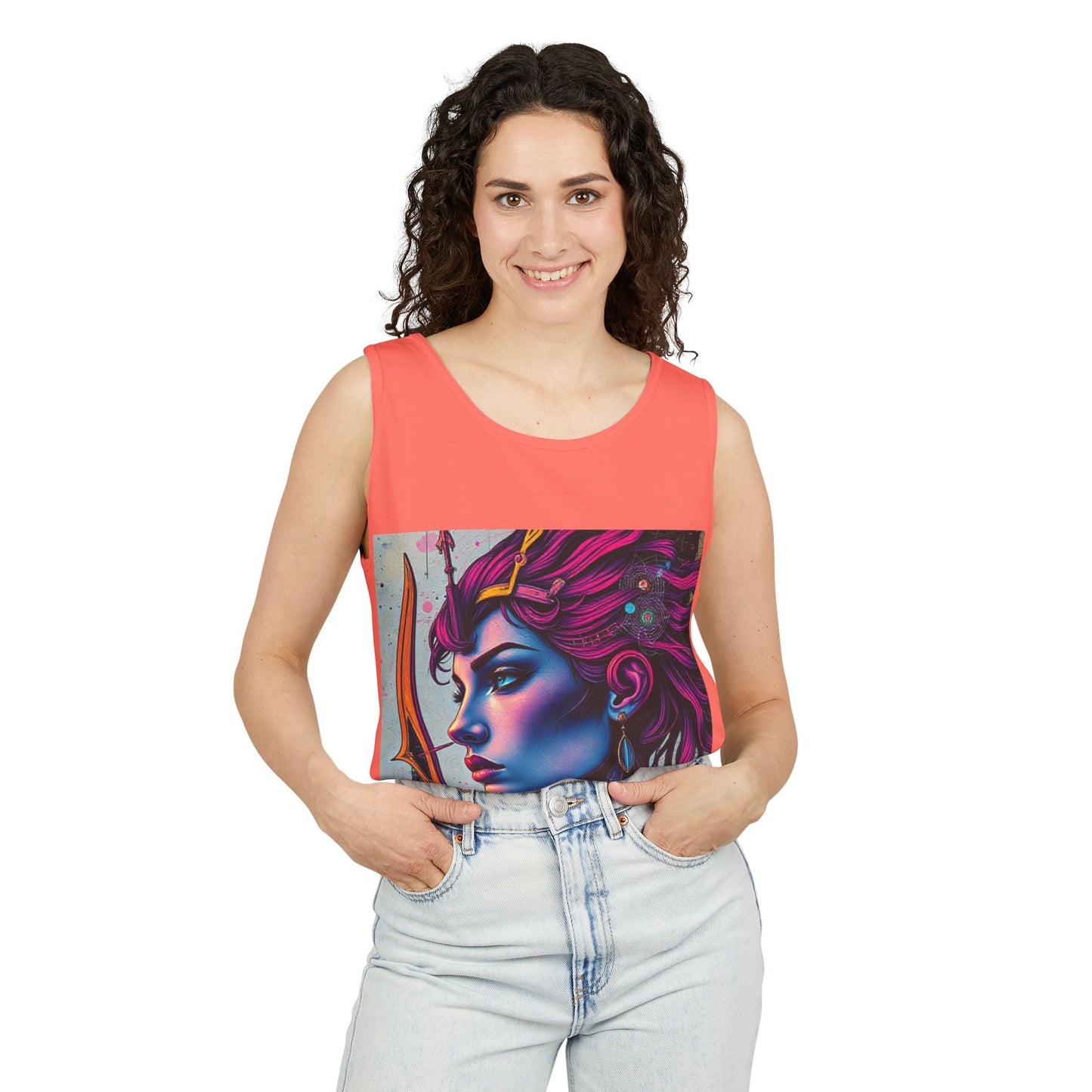 Unisex Garment-Dyed, Tank Top, Sagittarius Design, Pop Art, 100% US cotton
