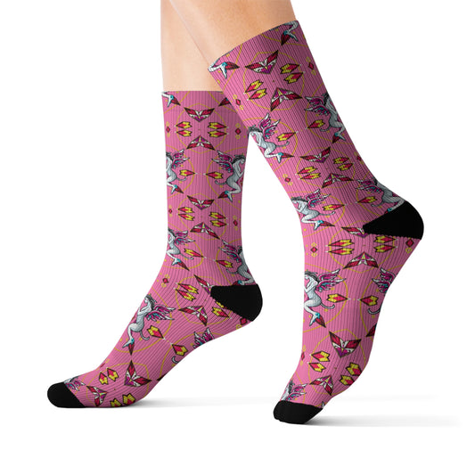 Sublimation Socks, Gemini, Zodiac v4, Jewel Pattern