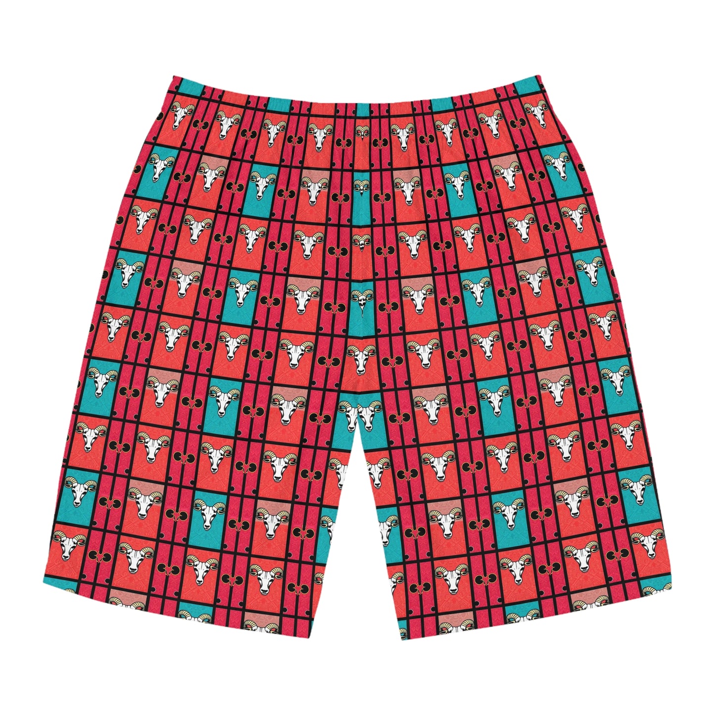 Men's Board Shorts, (AOP), Taurus, Zodiac v1, Shape Pattern