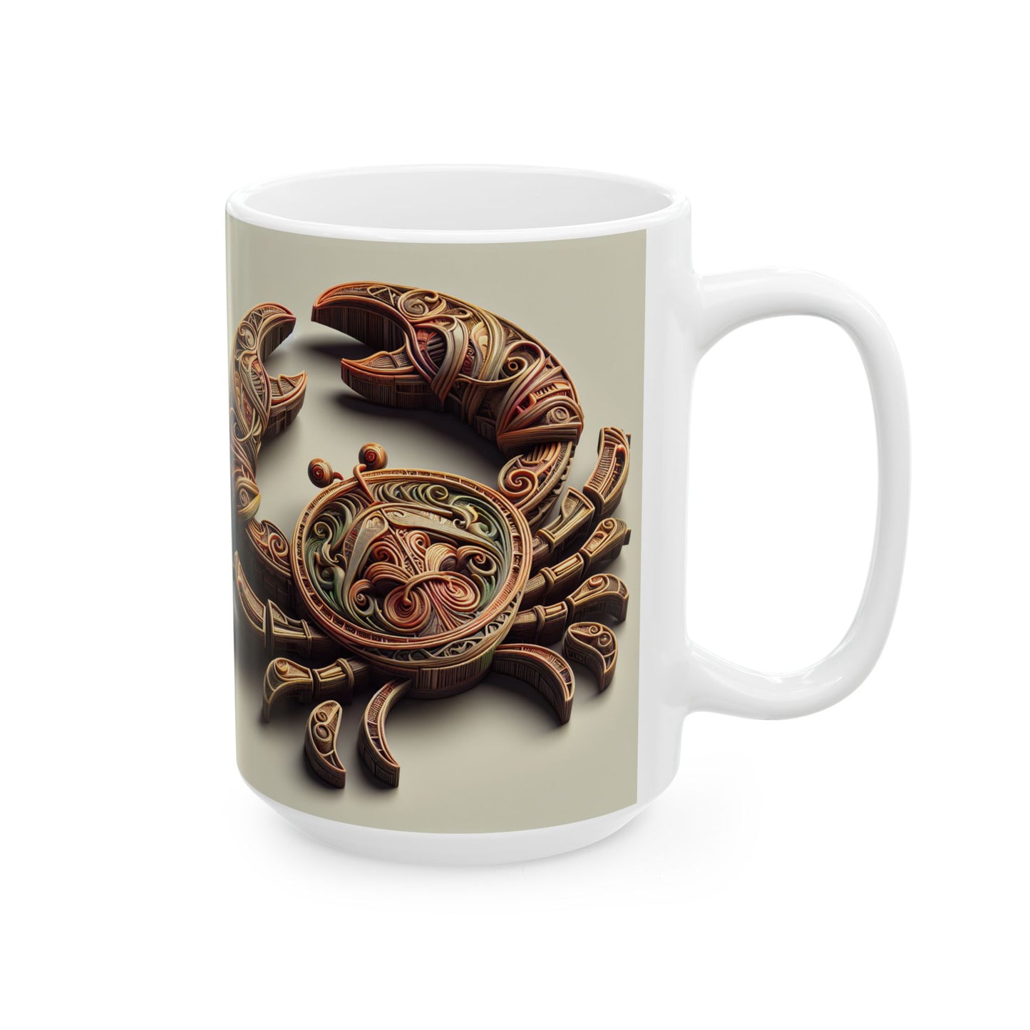 Ceramic Mug, (11oz, 15oz), Ceramic Coffee Mug, Artificial Crab, Cancer Zodiac Design