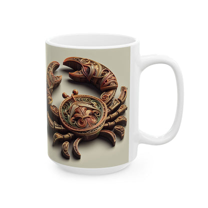 Ceramic Mug, (11oz, 15oz), Ceramic Coffee Mug, Artificial Crab, Cancer Zodiac Design