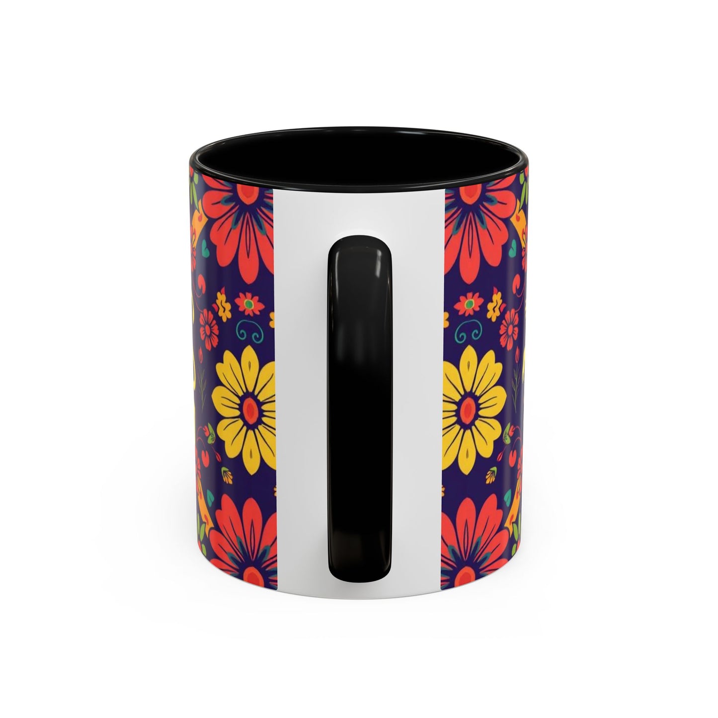 Accent Coffee Mug, Leo, Zodiac v3, Flower Pattern, (11, 15oz)