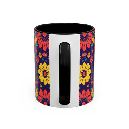 Accent Coffee Mug, Leo, Zodiac v3, Flower Pattern, (11, 15oz)