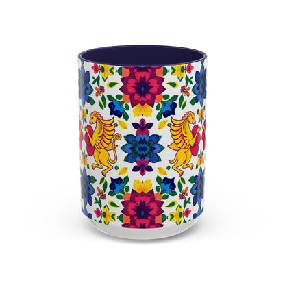 Accent Coffee Mug, Gemini, Zodiac, Flower Pattern, (11, 15oz)