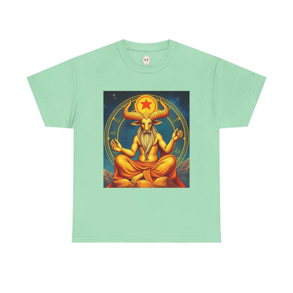 Unisex Heavy Cotton T-Shirt, Meditating Bull, Taurus Zodiac Design