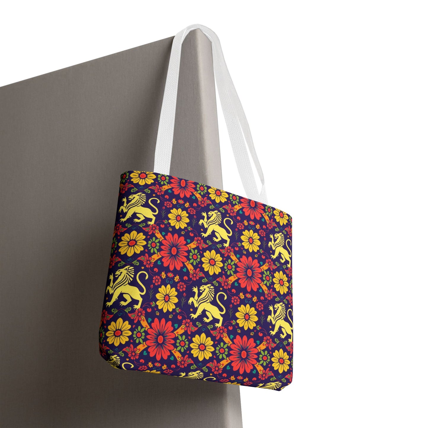 Tote Bag, (AOP), Leo, Zodiac v1, Flower Pattern
