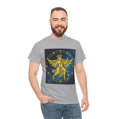Unisex Heavy Cotton T-Shirt, Twin Angel v3, Gemini Zodiac Design