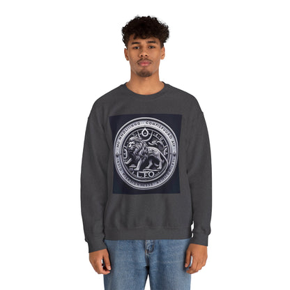 Unisex Heavy Blend™ Crewneck Sweatshirt, Lion Coin, Leo Zodiac Design