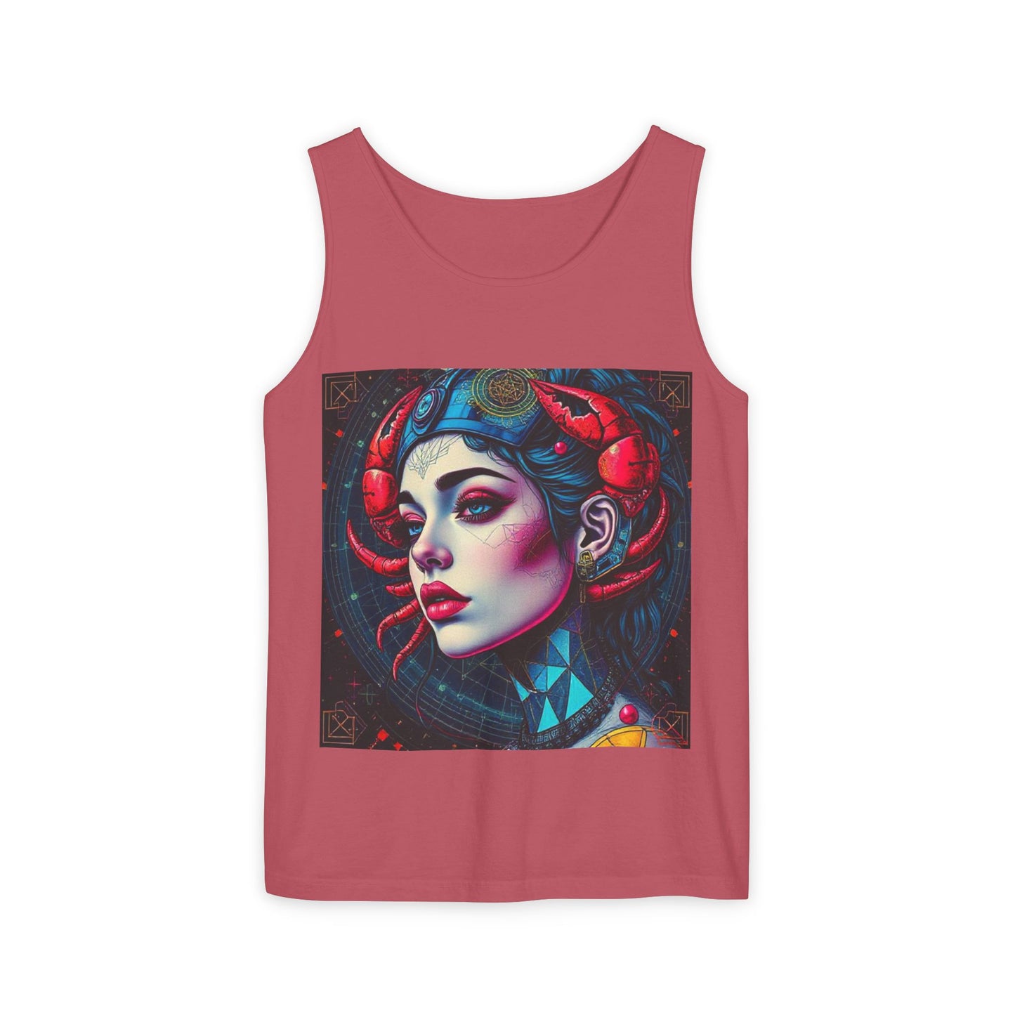 Unisex Garment-Dyed, Tank Top, Cancer, Pop Art v1, 100% US cotton