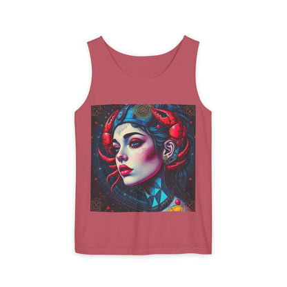 Unisex Garment-Dyed, Tank Top, Cancer, Pop Art v1, 100% US cotton