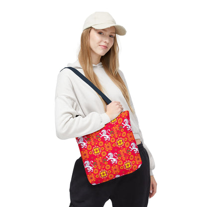 Tote Bag (AOP), Leo, Zodiac, Flower Pattern
