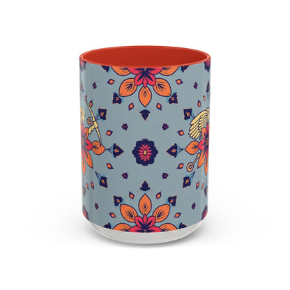 Accent Coffee Mug, Sagittarius, Zodiac v3. Flower Pattern, (11, 15oz)
